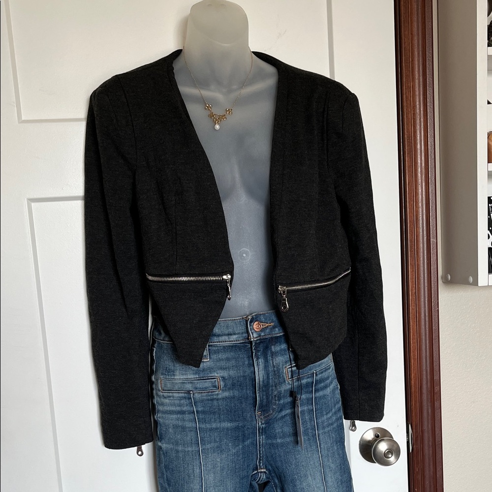 Philosophy Black Blazer with Zipper Accents